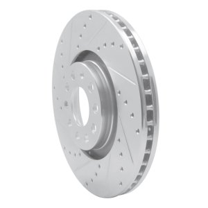 Audi A4 Quattro Brake Rotor (1) - Front Left - R1 Concepts - Drilled & Slotted - Silver - `98-`09